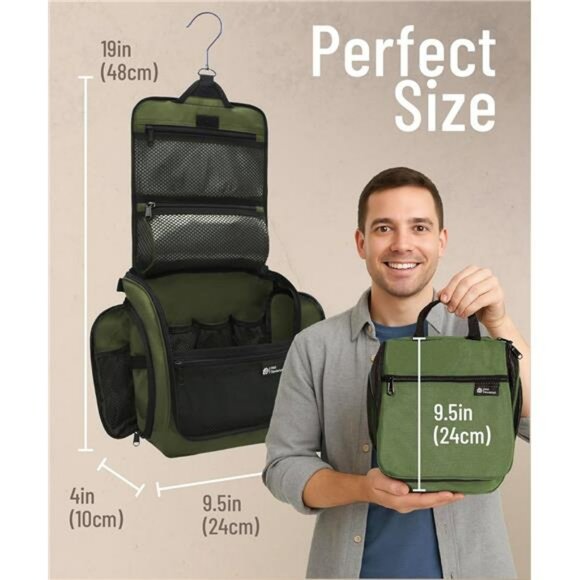 Hanging Travel Toiletry Bag Large Organizer with Hook for Makeup and Toiletries - Picture 3 of 7